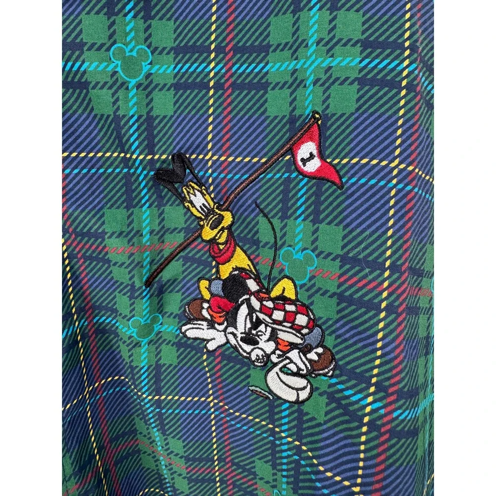 NEW Disney Jacket Adult XXL Green Plaid Golf Mickey Mouse Pluto Embroidered